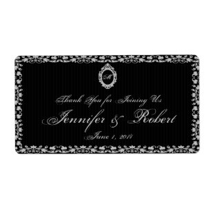 Gotisch Lijst Monogram Waterfles Etiket