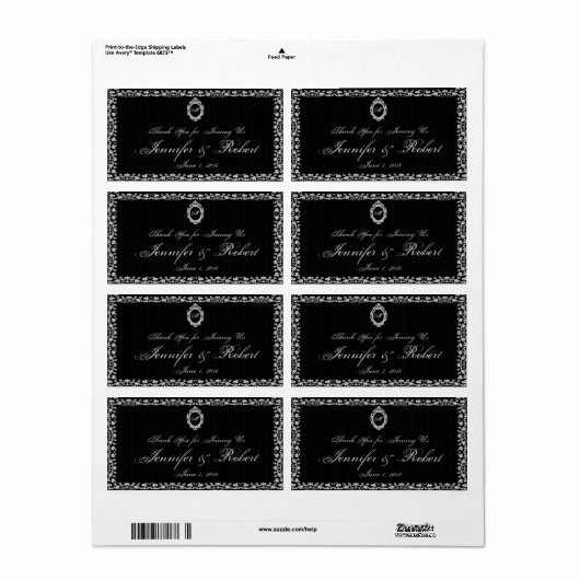 Gotisch Lijst Monogram Waterfles Etiket (Full Sheet)