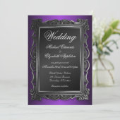 Gotisch Lijst Paarse bruiloft uitnodigingen (Staand voorkant)