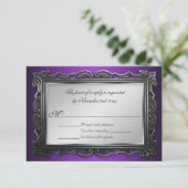Gotisch Lijst Paarse RSVP-antwoordkaarten RSVP Kaartje (Staand voorkant)