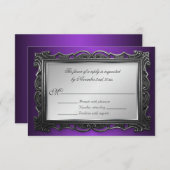 Gotisch Lijst Paarse RSVP-antwoordkaarten RSVP Kaartje (Voorkant / Achterkant)