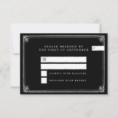 Gotisch Lijst Zwart Wit Typografie Huwelijk RSVP Kaartje (Achterkant)