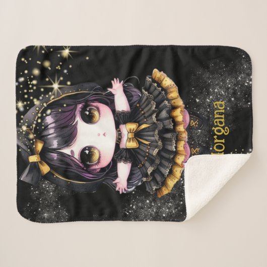 Gotisch Meisje Aangepaste Decor Gothic Kawaii Chib Sherpa Deken (Voorkant (horizontaal))