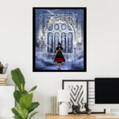 Gotisch meisje in een kathedraal poster (Thuiskantoor)