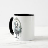 Gotisch Meisje in Victoriaans Spiegel Halloween Mok (Voorkant links)