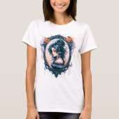 Gotisch Meisje in Victoriaans Spiegel Halloween T-shirt (Voorkant)