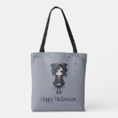 Gotisch Meisje met Spinnenwebben en Spinnen Hallow Tote Bag (Achterkant)
