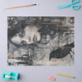  Gotisch Meisje & Raven Decoupage Tissuepapier (Craft)