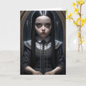 Gotisch Meisje Spooky Haunting Halloween Kaart (Gele Bloem)