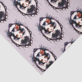 Gotisch Meisje Victoriaans Spiegel Grijs Halloween Tissuepapier (Detail)