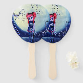 Gotisch meisje voodoo doll en griezelige wijnstokk handwaaier (Voorkant en achterkant)