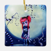 Gotisch meisje voodoo doll en griezelige wijnstokk keramisch ornament (Voorkant)