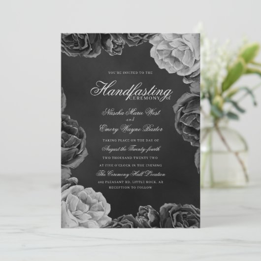 Gotisch monochrome legant Roos Handfasting Kaart (Staand voorkant)