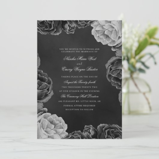 Gotisch monochroom legant Waterverf Roos Kaart (Staand voorkant)