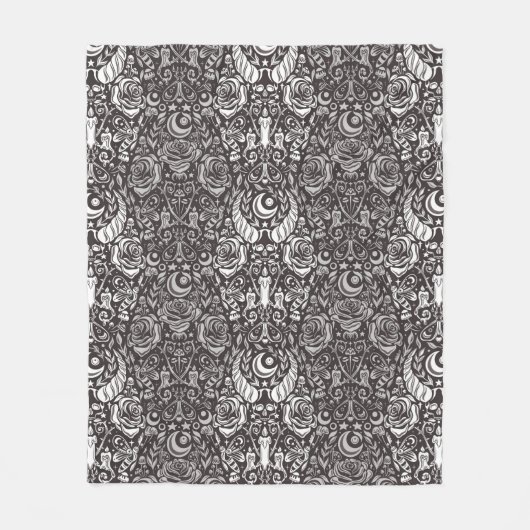 Gotisch monochroom patroon fleece deken (Voorkant)