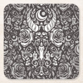 Gotisch monochroom patroon kartonnen onderzetters (Voorkant)