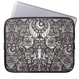 Gotisch monochroom patroon laptop sleeve