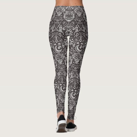 Gotisch monochroom patroon leggings (Achterkant)