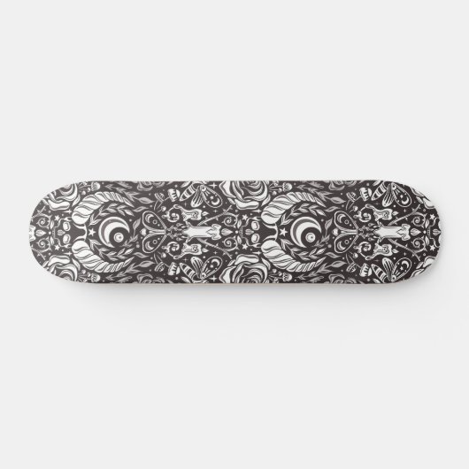 Gotisch monochroom patroon persoonlijk skateboard (Horizontaal)