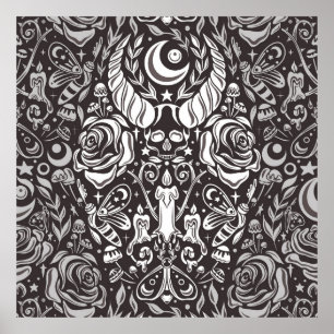 Gotisch monochroom patroon poster
