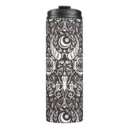 Gotisch monochroom patroon thermosbeker