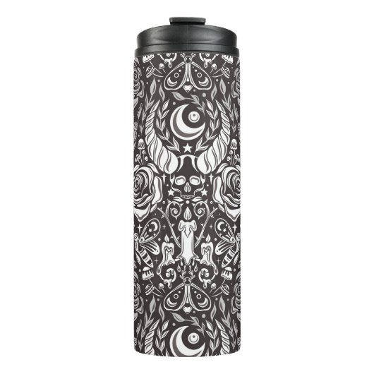 Gotisch monochroom patroon thermosbeker (Voorkant)