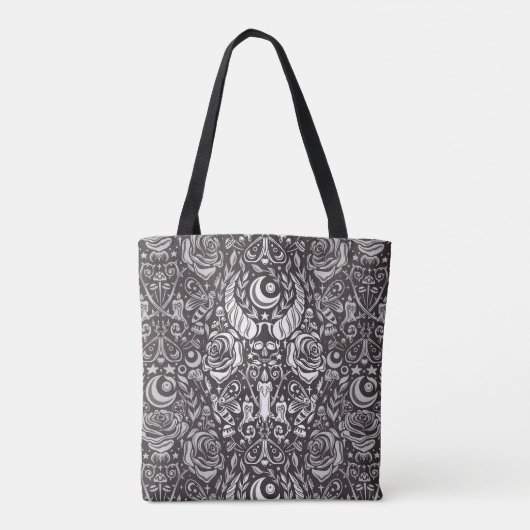 Gotisch monochroom patroon tote bag (Achterkant)