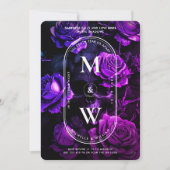 Gotisch Monogram Bruiloft Schedel Donker Paarse Ro Kaart (Voorkant)