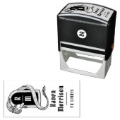 Gotisch Monogram Mystieke Draak Ex Libris Boek Zelfinktende Stempel (In situ)