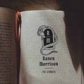 Gotisch Monogram Mystieke Draak Ex Libris Boek Zelfinktende Stempel