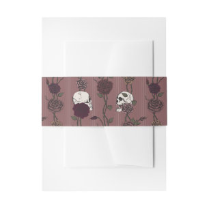 Gotisch Monogram Schedel & Roos Mauve Roze Bruilof Uitnodigingen Wikkel