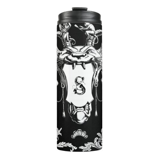 Gotisch monster antiek architecturale decoratie thermosbeker (Voorkant)