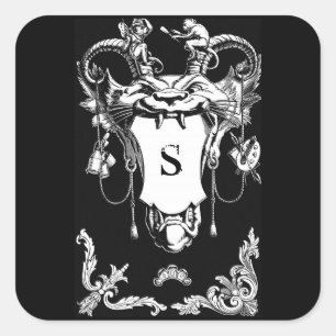 Gotisch monster antiek architecturale decoratie vierkante sticker