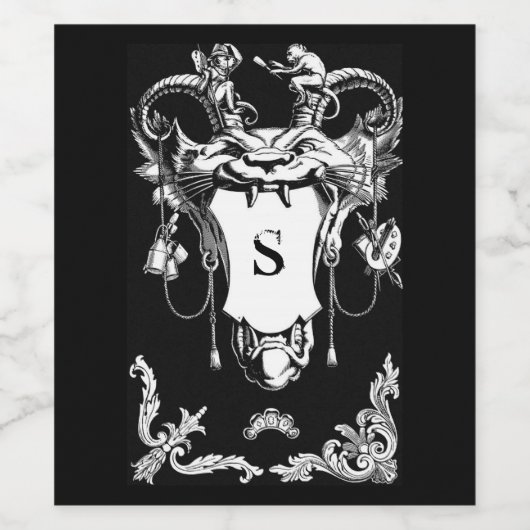 Gotisch monster antiek architecturale decoratie wijn etiket (Enkel label)