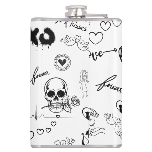 Gotisch naadloos patroon heupfles (Achterkant)