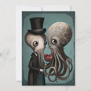 Gotisch Octopus Koppel Feestdagenkaart