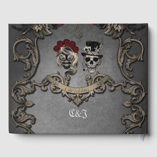 Gotisch ontwerp met coole schedels gastenboek (Achterkant)
