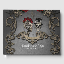 Gotisch ontwerp met coole schedels gastenboek