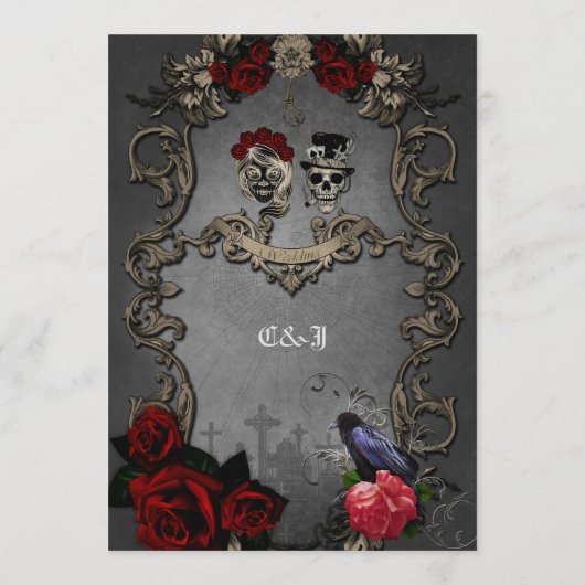 Gotisch ontwerp met coole schedels menu (Achterkant)