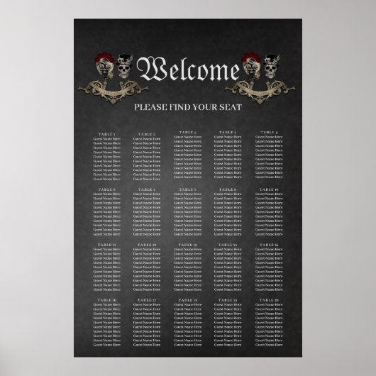 Gotisch ontwerp met coole schedels poster (Voorkant)