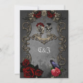 Gotisch ontwerp met coole schedels save the date (Achterkant)