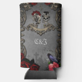 Gotisch ontwerp met coole schedels seltzer blikjeskoeler (Achterkant)