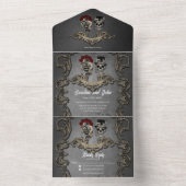 Gotisch ontwerp met koele schedels van all in one uitnodiging (Binnen)