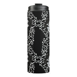 Gotisch ontwerp met schedels en zwarte rozen thermosbeker