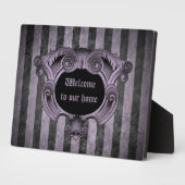 Gotisch ontwerp zwart-paars welkomstteken fotoplaat (Zijkant)