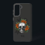 Gotisch Oranje Rozen Samsung Galaxy Hoesje<br><div class="desc">Fijne  gothische telefoonbehuizing met oranje rozen in een schedel.</div>