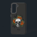 Gotisch Oranje Rozen Samsung Galaxy Hoesje<br><div class="desc">Fijne  gothische telefoonbehuizing met oranje rozen in een schedel.</div>