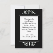  gotisch Ornament zwart-wit bruiloft Bedankkaart (Achterkant)