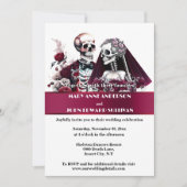 Gotisch paar bordeaux wit rose bruiloft kaart (Voorkant)