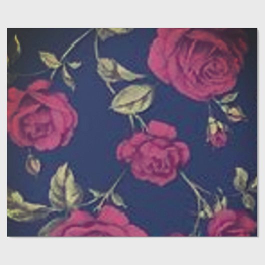 Gotisch Paarse Rozen Weefpapier Cadeaupapier (Vlak)